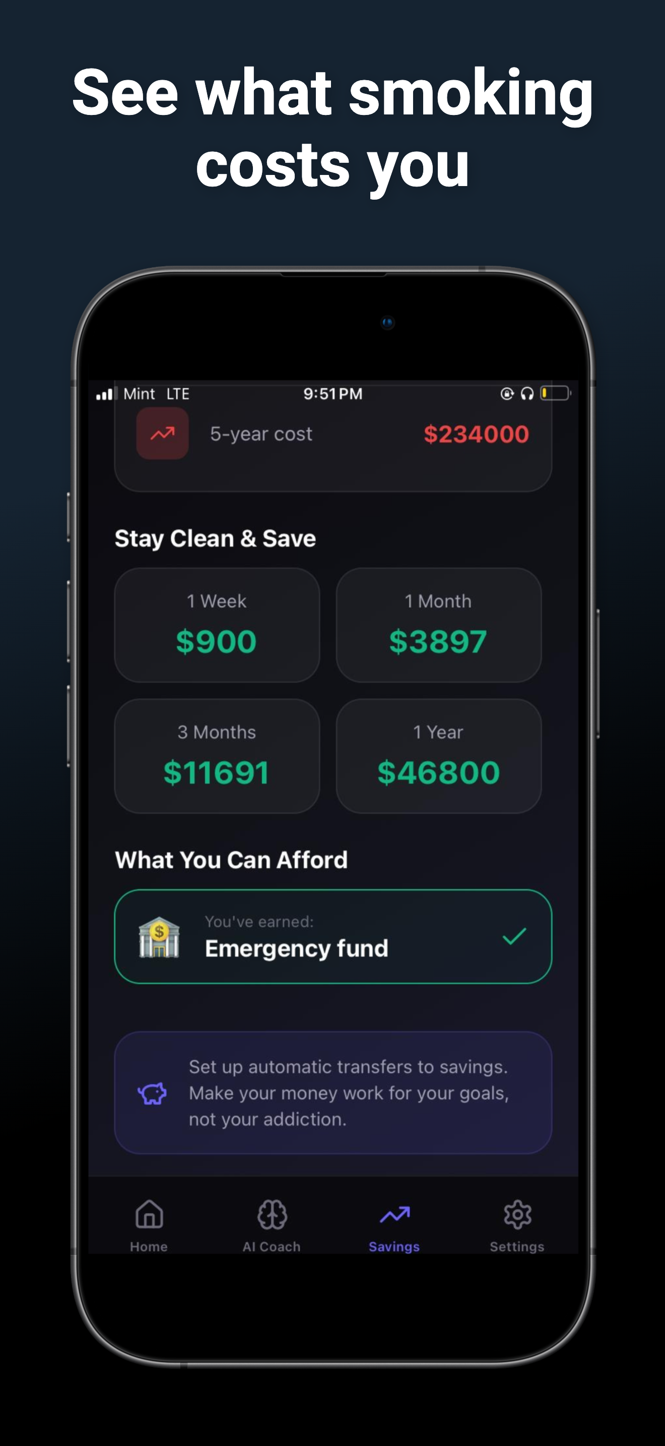 QuitMode — Savings tracker