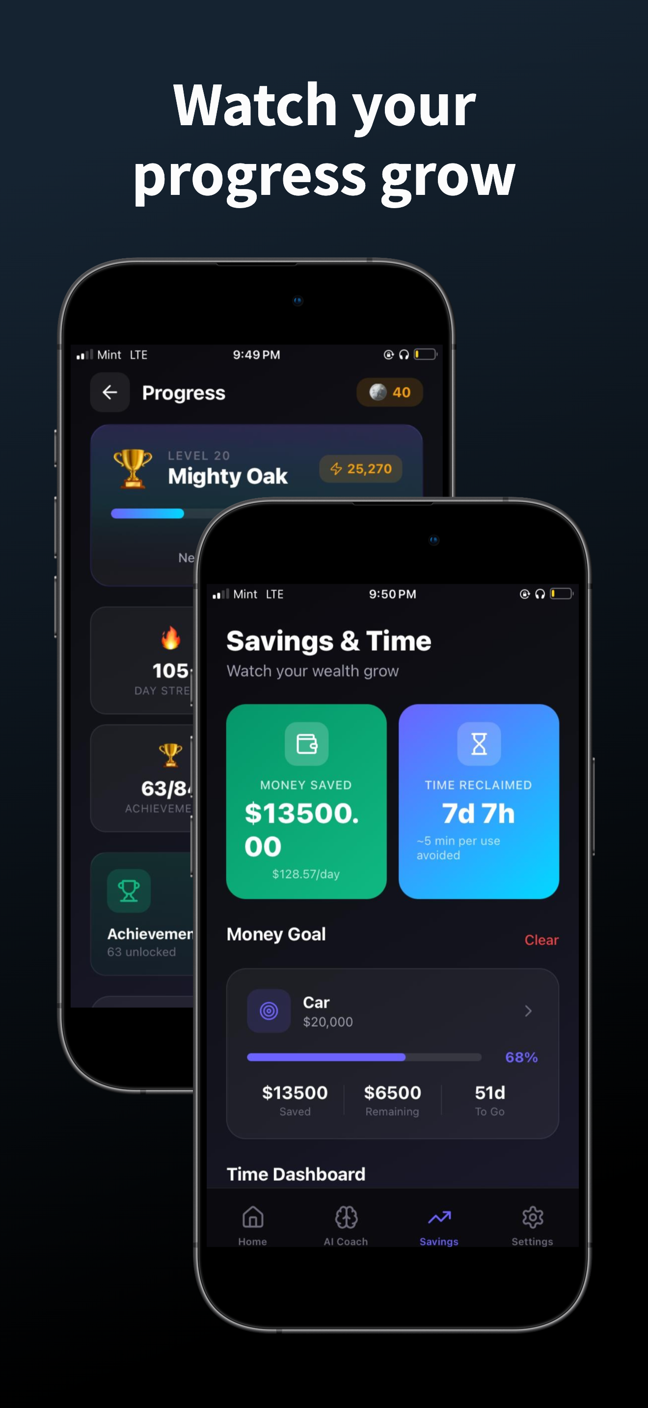 QuitMode — Savings and progress dashboard